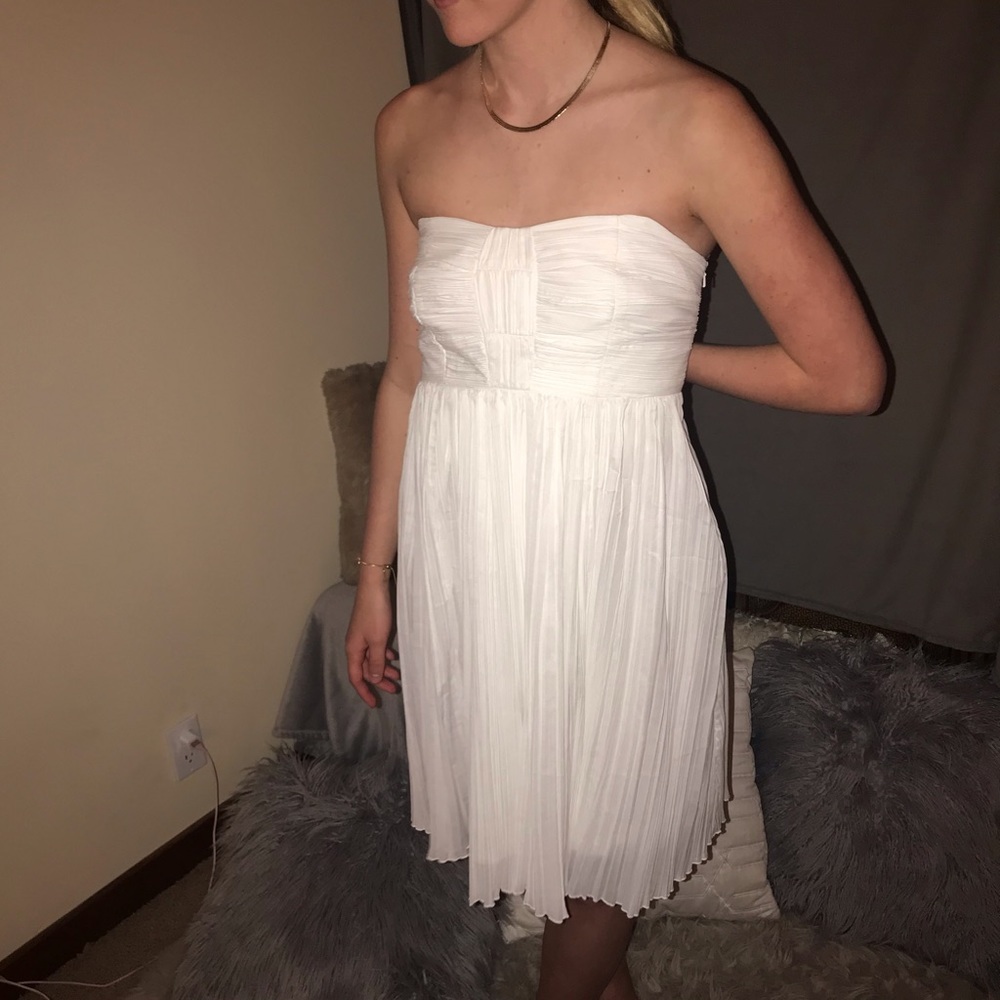 ⭐️Strapless pleated 100% silk dress (8)